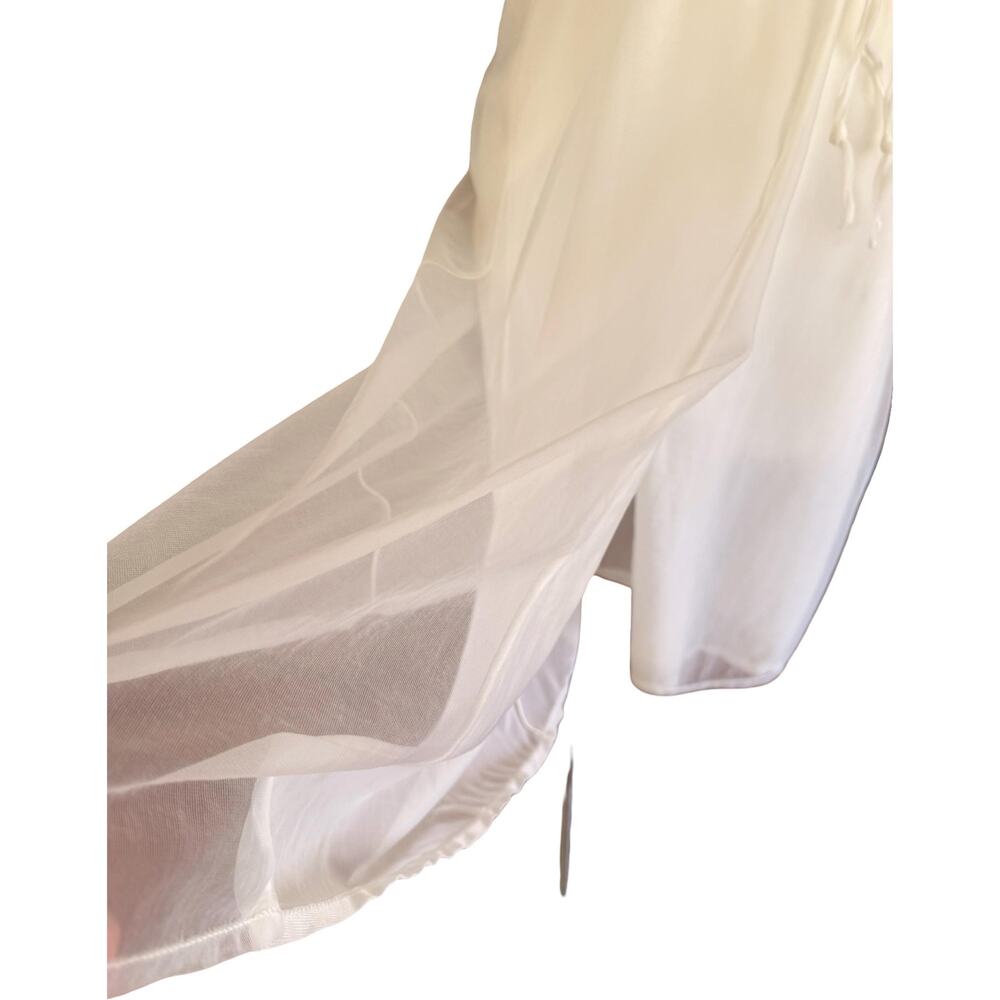 Vintage Felina 70s Ruffled Collar Double Chiffon Peignoir Robe S - Picture 10 of 12
